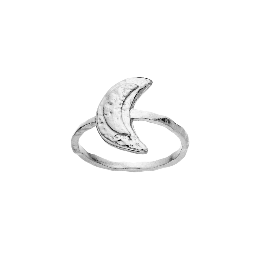 Maanesten Jacinta Ring i Rhodineret Sølv formet som Måne 4811C