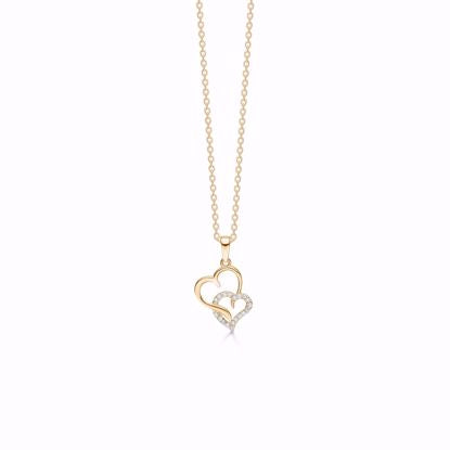 Guld & Sølv Design Vedhæng i 8kt Guld med Zirkon incl. Forgyldt Sølv Halskæde 7399/08
