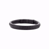 Guld & Sølv Design Armbånd i Sort Læder med Sort Stål Lås 7FB-0514