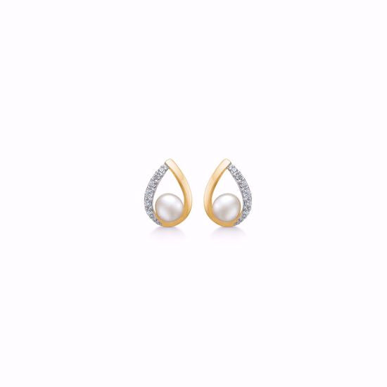 Guld & Sølv Design Ørering i 8kt Guld med en Ferskvandsperle og Zirkonia 8399/5/08