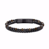 Guld & Sølv Design Armbånd til Mænd med Perler og stål kæde 7FB-0739