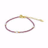 Guld & Sølv Design Armbånd i CO88 IP Stål med Hvide Perler og Turmalin 8CB-91392