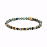 Guld & Sølv Design Armbånd i Elastik med Brune og Grønne Sten til Mænd 7FB-0714