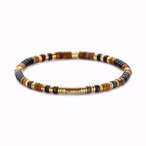 Guld & Sølv Design Armbånd med Brunlige Agater og Forgyldte Stål elementer 7FB-0763