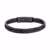 Guld & Sølv Design Armbånd i Sort Læder med Sort Stål lås  7FB-0853