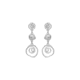 Maanesten Øreringe i Rhodineret Sølv med Spiraler og Muslingeskaller 10117C