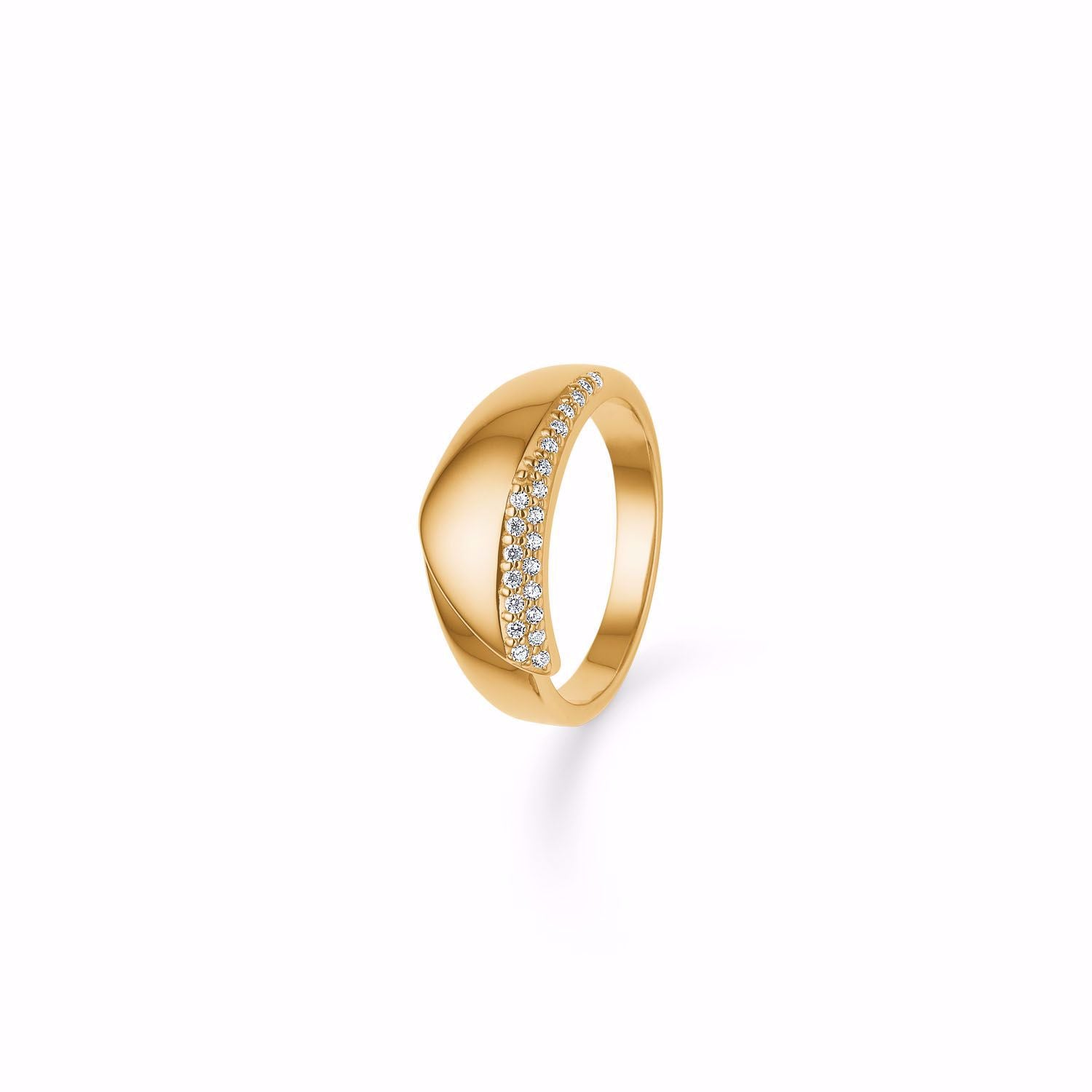 Guld & Sølv Design Ring i Forgyldt Sølv med Zirkon  1987/2