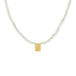 Maanesten Halskæde med Prehnite Sten og en amulet i Forgyldt Sølv  2821A