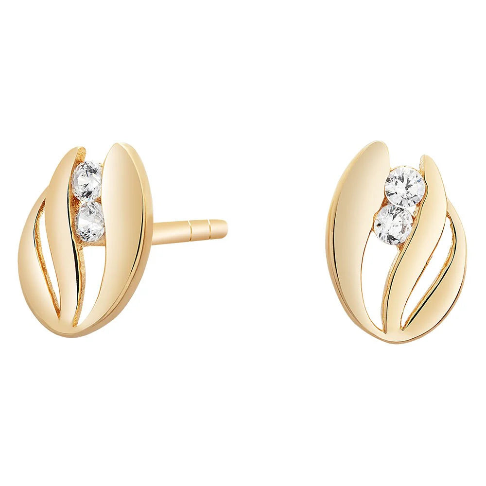 Nordahl Andersen Øreringe i 14kt Guld med Zirkon lignende en Tulipan 30830540500