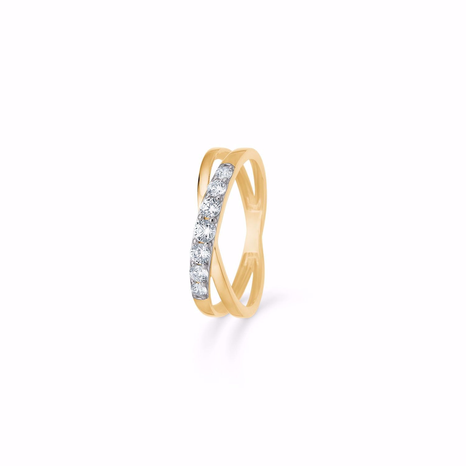 Guld & Sølv Design Ring i 8kt Guld med Zirkoner  6447/08