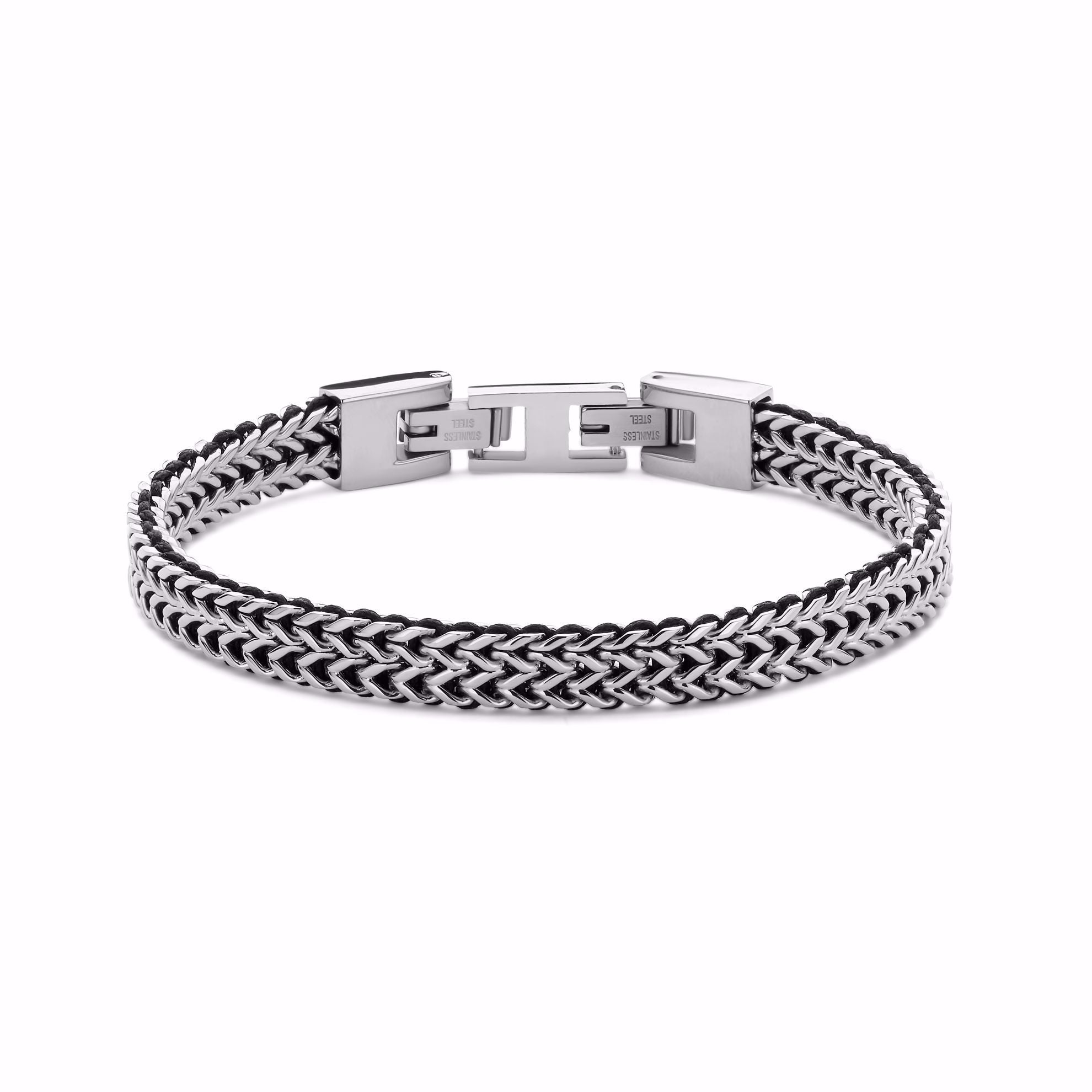 Guld & Sølv Design Armbånd i Stål en Sildebenskæde til Herre 7FB-0824