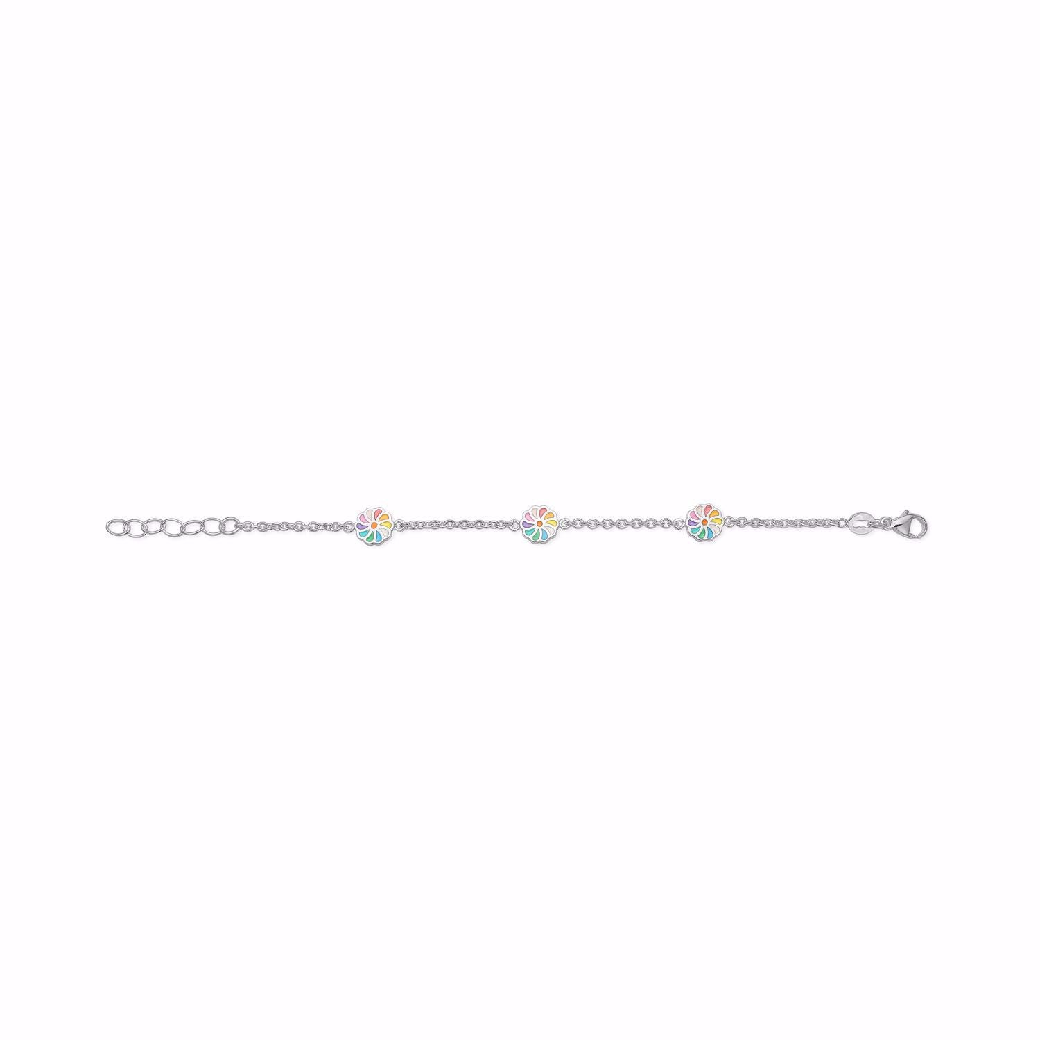 Guld & Sølv Design Armbånd i Sølv med 3 blomster til de små piger 81003