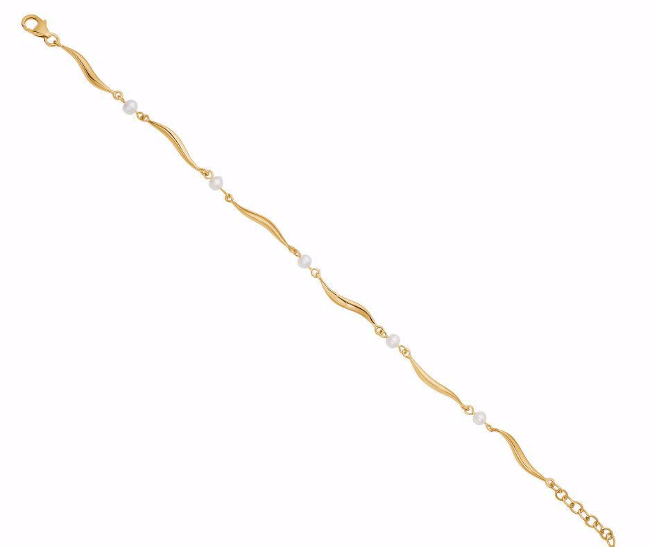 Guld & sølv Design Armbånd i Forgyldt Sølv med Ferskvandsperler 81047