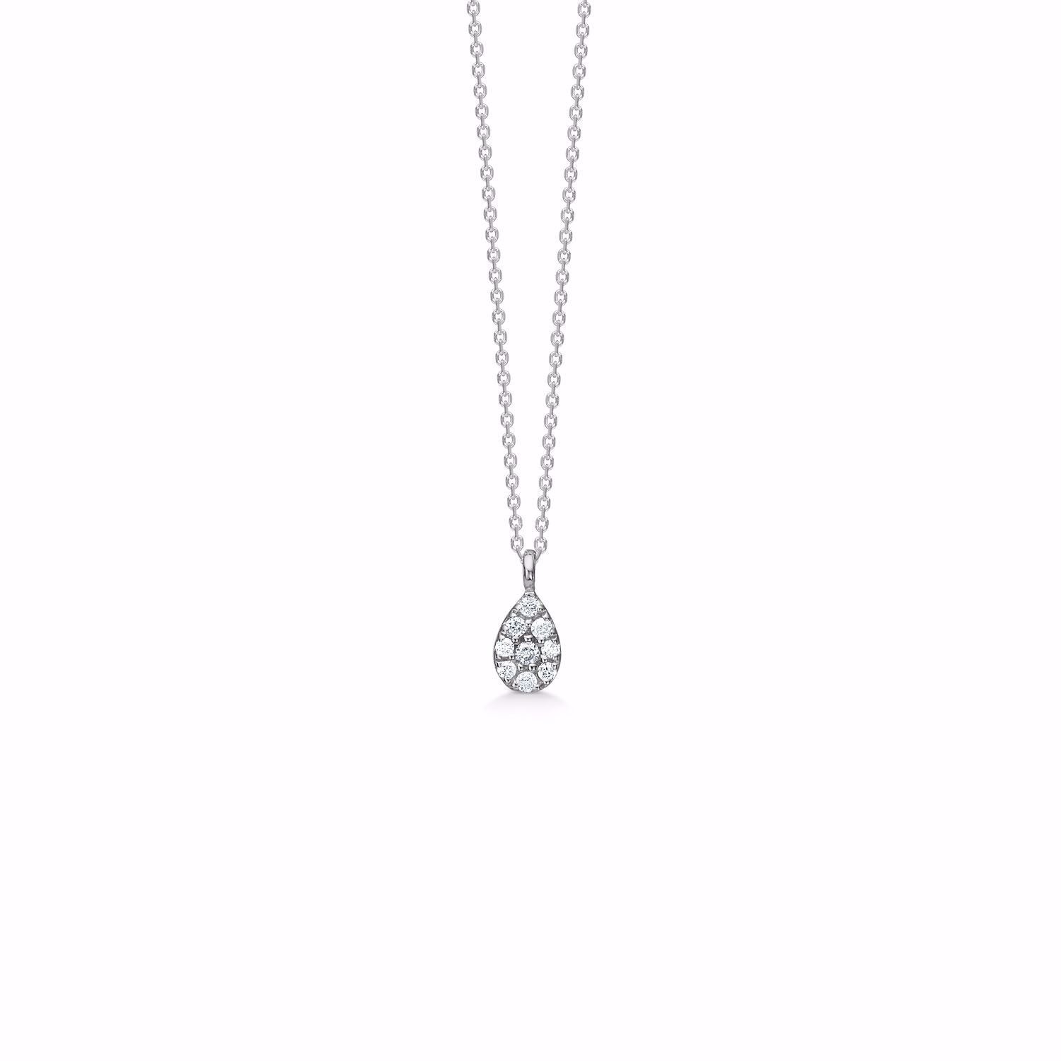 Guld & Sølv Design Vedhæng i 14kt Hvidguld med Brillanter incl. en Rhodineret Sølv Halskæde 8437/7/14HV