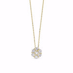 Guld & Sølv Design Vedhæng i 8kt Guld formet som en blomst med Zirkoner i en Forgyldt Sølv Halskæde 8476/7/08