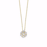 Guld & Sølv Design Vedhæng i 8kt Guld formet som en blomst med Zirkoner i en Forgyldt Sølv Halskæde 8476/7/08