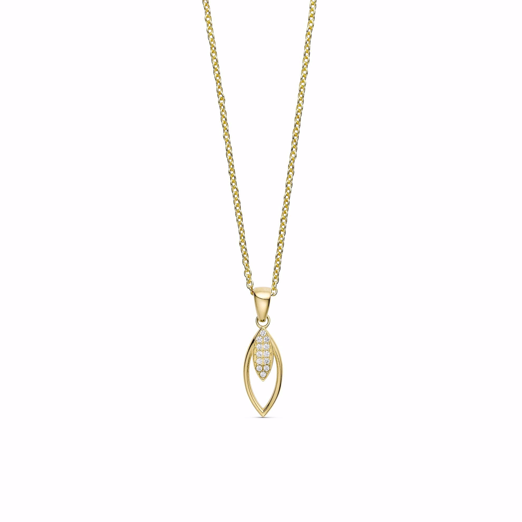 Guld & Sølv Design Vedhæng i 8kt Guld med Zirkon incl. Forgyldt Sølv Halskæde 8481/7/08