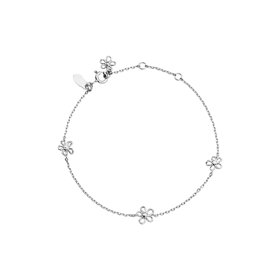 Maanesten Armbånd i Rhodineret Sølv med Blomster  8699C