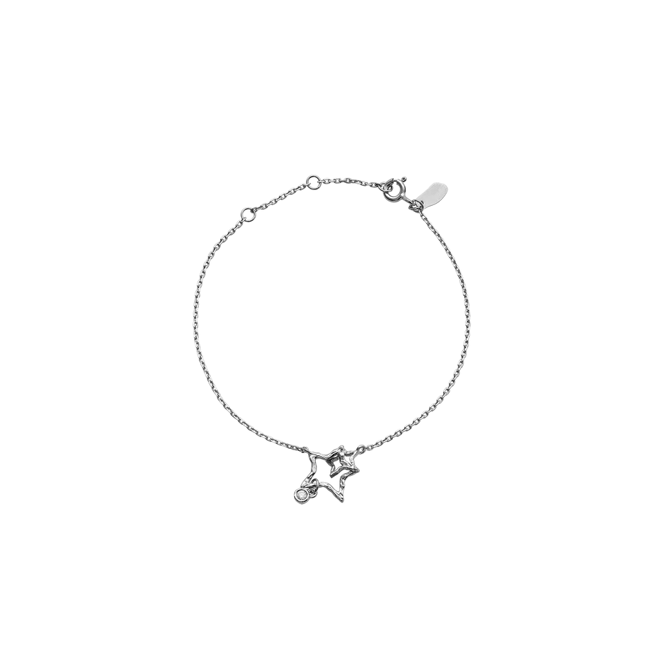 Maanesten Armbånd i Rhodineret Sølv med stjerner og Zirkoner  8703C