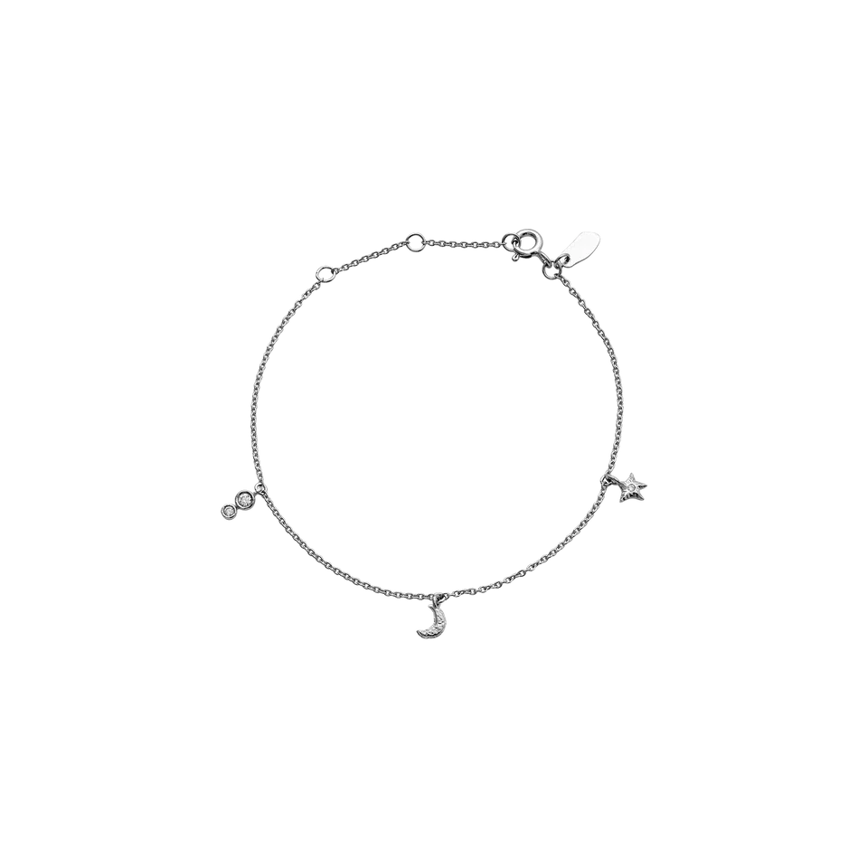 Maanesten Armbånd i Rhodineret Sølv med små Charms, Stjerne, Måne og Zirkoner  8704C