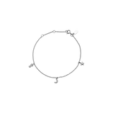 Maanesten Armbånd i Rhodineret Sølv med små Charms, Stjerne, Måne og Zirkoner  8704C