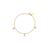 Maanesten Armbånd i Forgyldt Sølv med små charms, Stjerne, Måne, Zirkoner 8704A