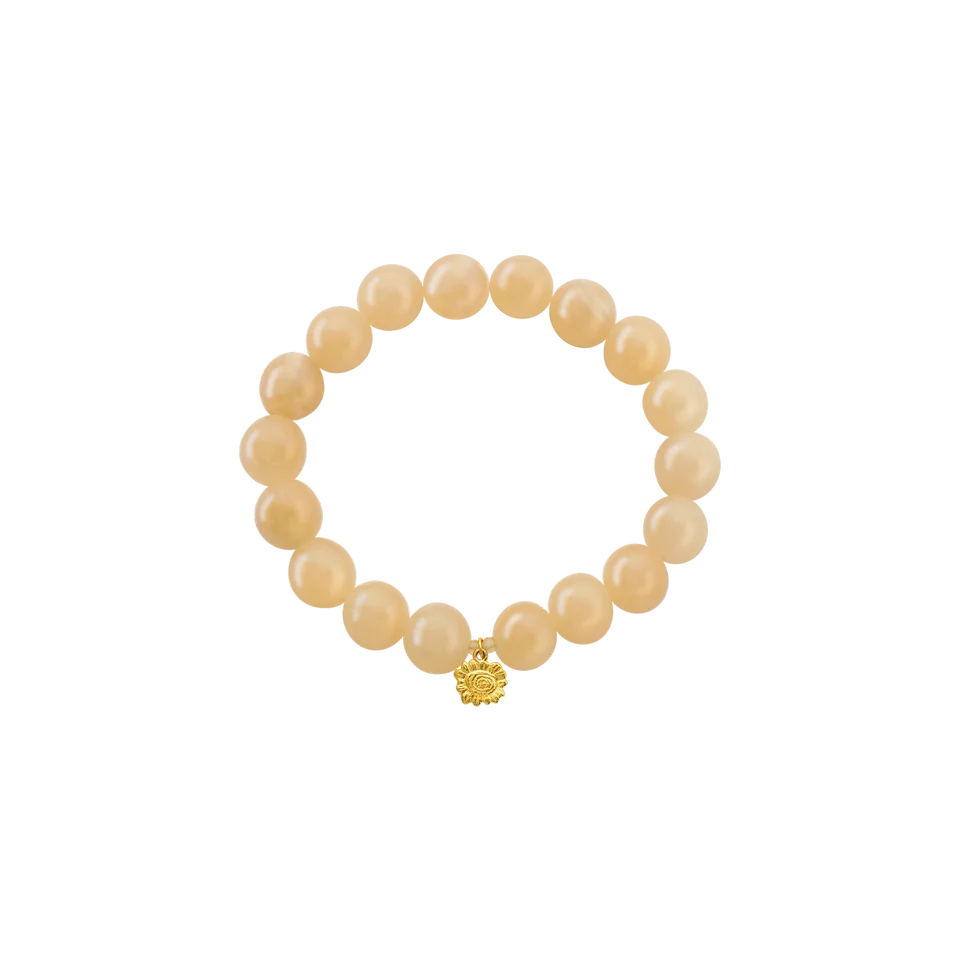 Maanesten Armbånd med Gul Calcit, Gul Quartz og Forgyldt Lås 8706A