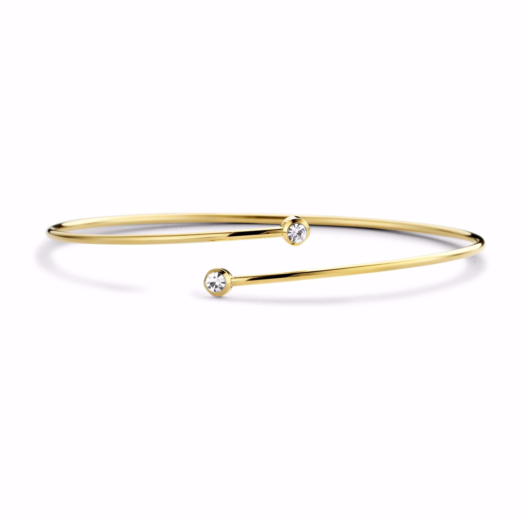 Guld & Sølv design Armbånd i Stål belagt med IP Guldbelægning og Zirkon  8CB-90692