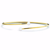 Guld & Sølv Design Armbånd i Stål med IP Guldbelægning og Hvide Perler  8CB-90804