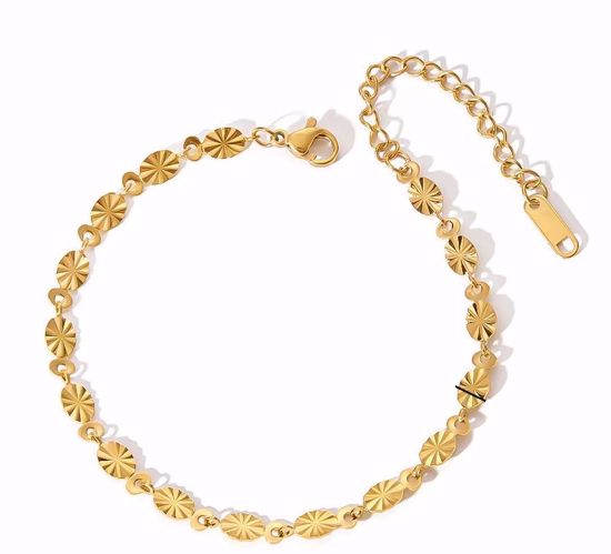 Guld & Sølv Design Armbånd i IP Guldbelagt Stål med Blomster 8CB-91366