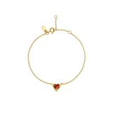 Maanesten Armbånd i Forgyldt Sølv med et Hjerte af Pink Granat 8693A