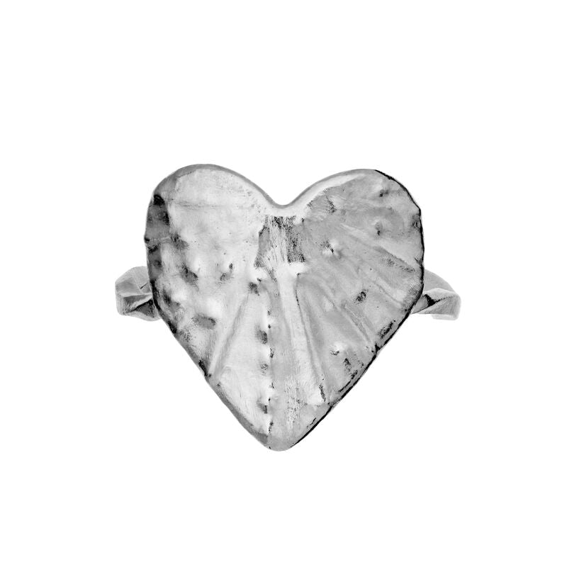 Maanesten Ring i Rhodineret Sølv formet som en stor Hjertemusling 4818C