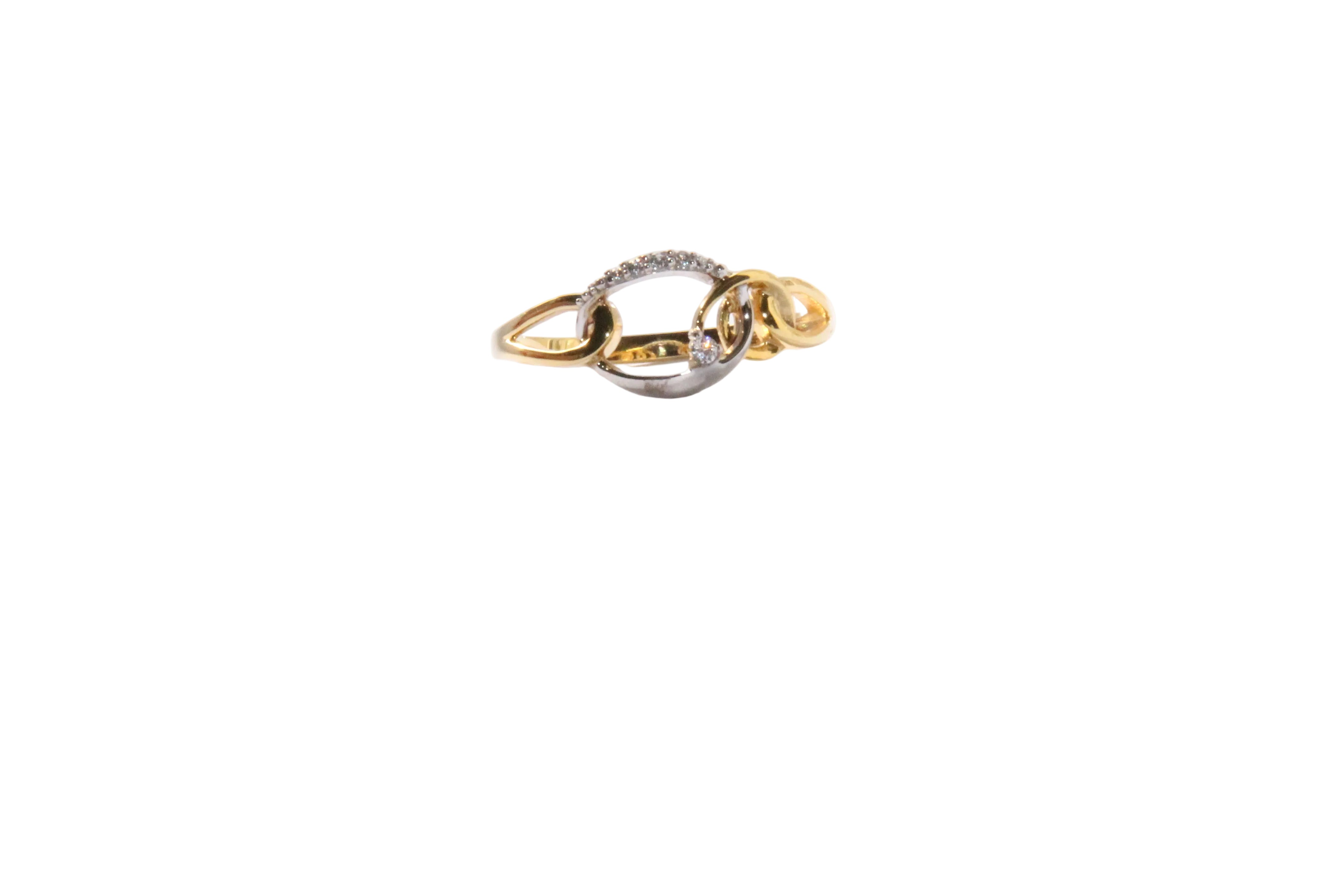 Guld & Sølv Design Ring i 8kt Guld /Hvidguld med Zirkoner  8395/6/08