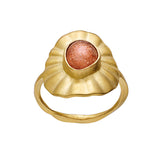 Maanesten Lotus Ring i Forgyldt Sølv med en Solsten  4799A Lotus