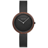 Ole Brix Obaku Dameur Med Trækrans, Safir Glas, Sort Meshlænke V245Lxbbmb